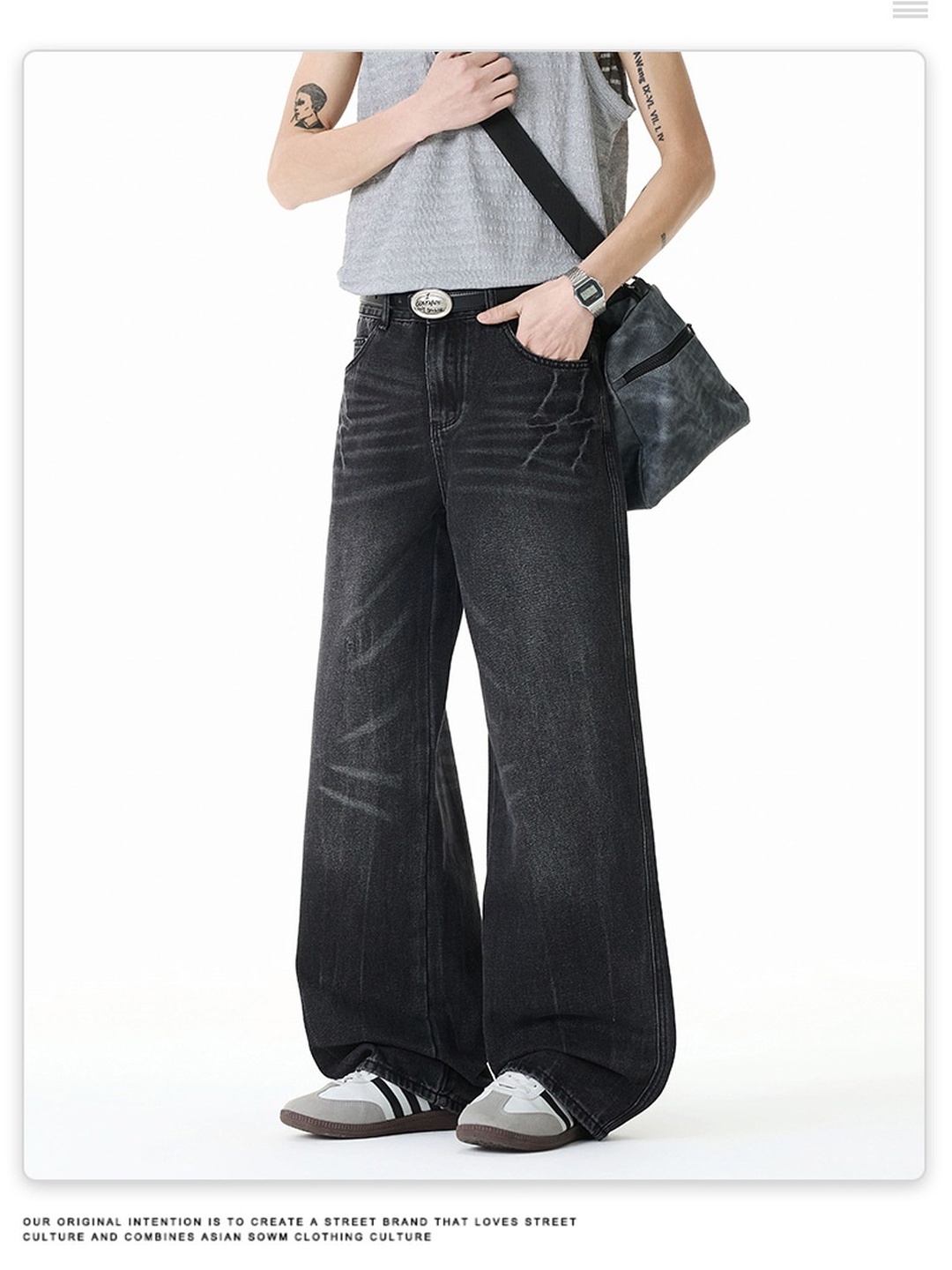 Men Loose Straight Leg Vintage High-Street Jeans