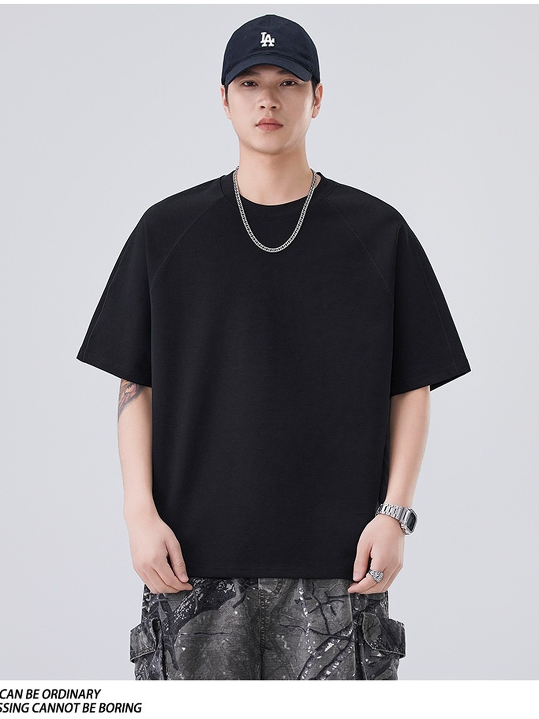 Men Raglan Sleeves Oversized T-Shirt