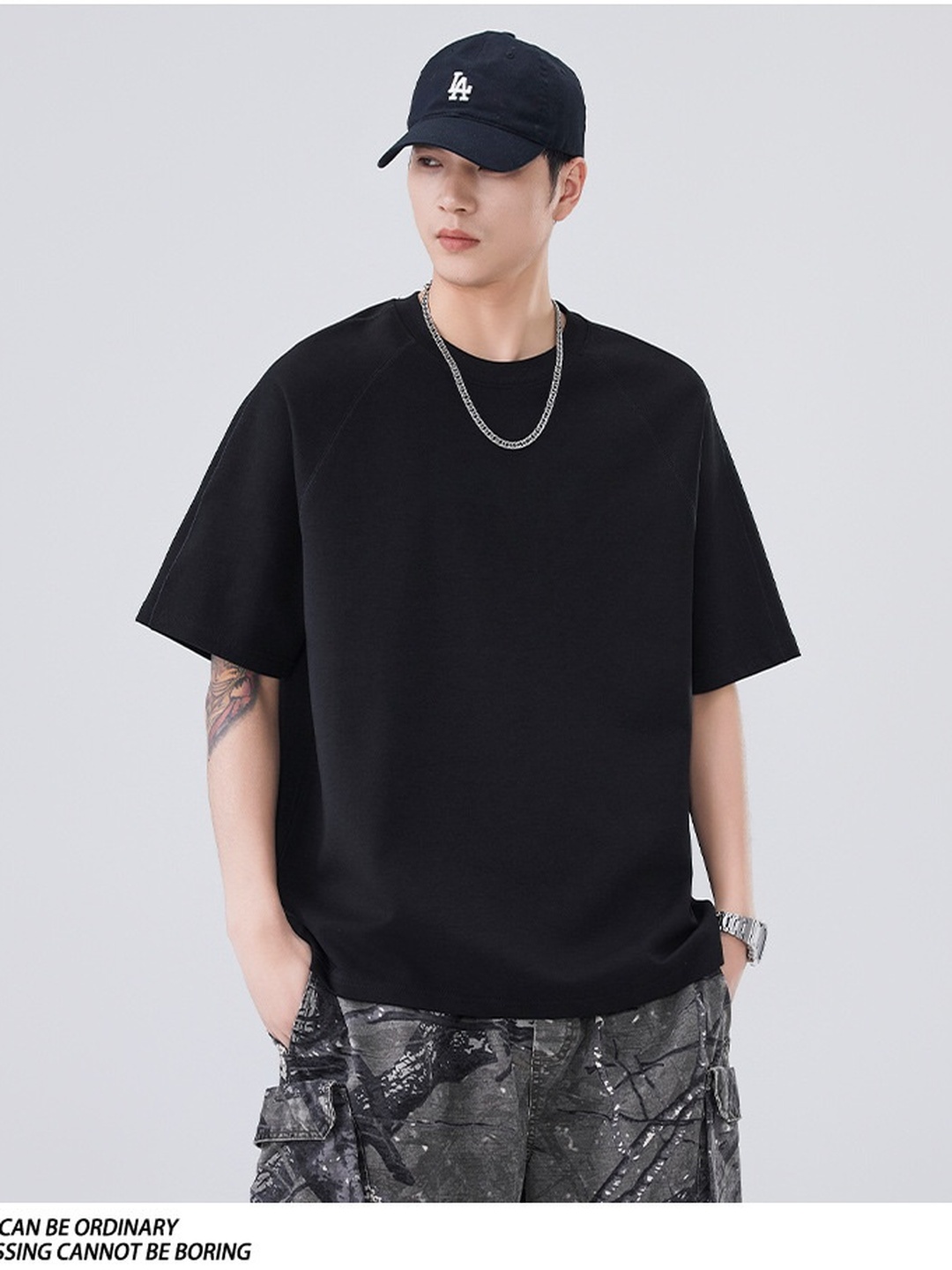 Men Raglan Sleeves Oversized T-Shirt
