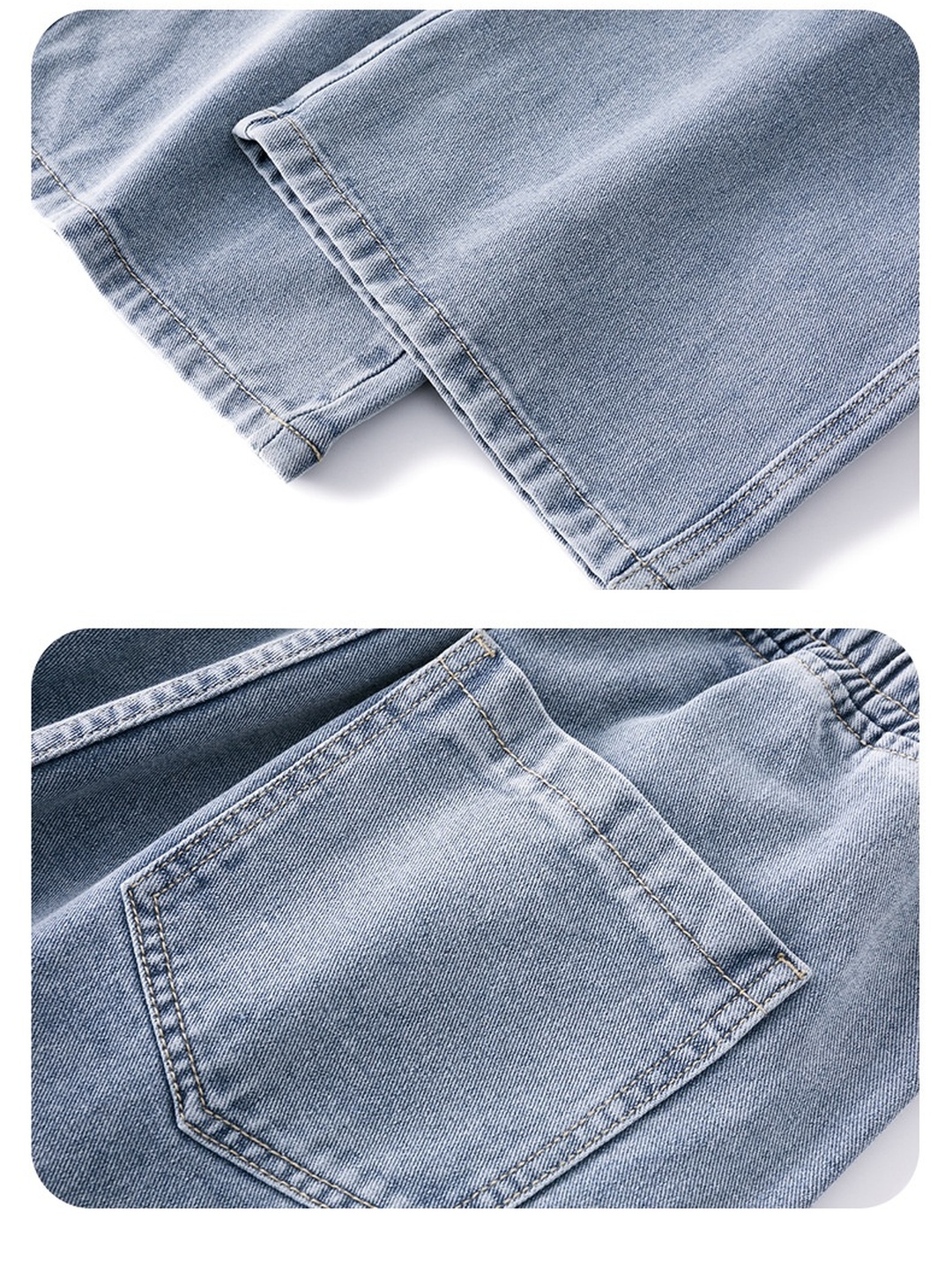 Mens Light Wash Straight Fit Jeans - Casual Wide Leg Denim