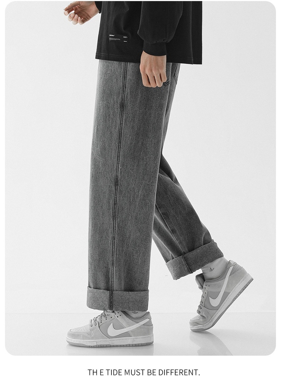 Men Loose Straight Leg Jeans with Drawstring