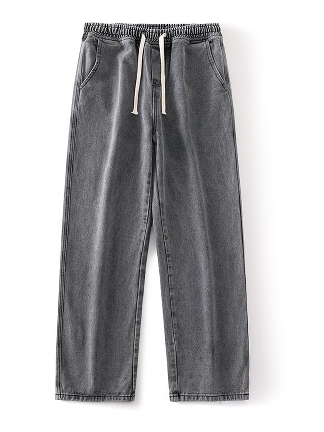 Men Loose Straight Leg Jeans with Drawstring