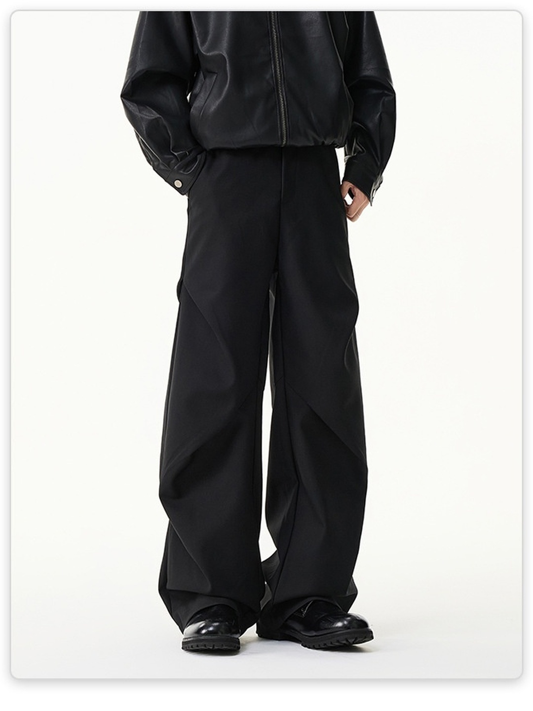 Men Pleated Flared Loose Wide Leg Pants