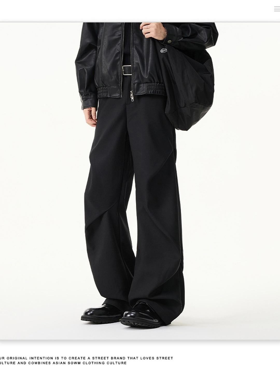 Men Pleated Flared Loose Wide Leg Pants