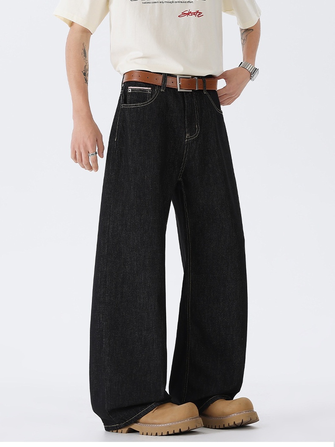 Men High Street Retro Wide Leg Pants
