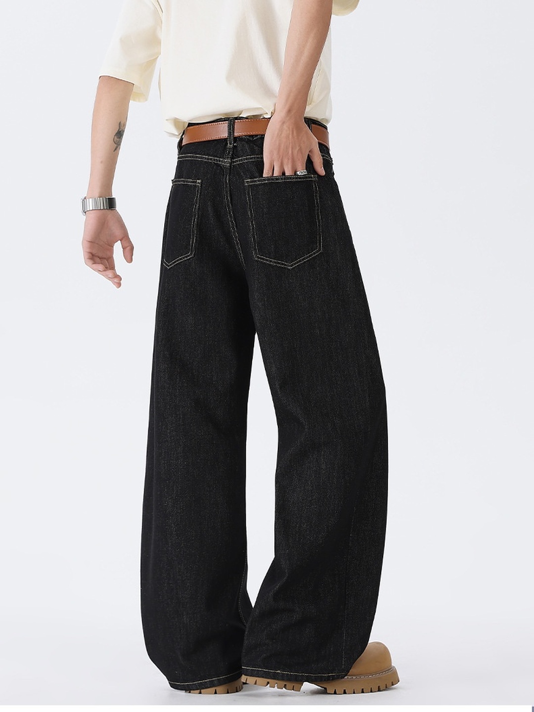 Men High Street Retro Wide Leg Pants