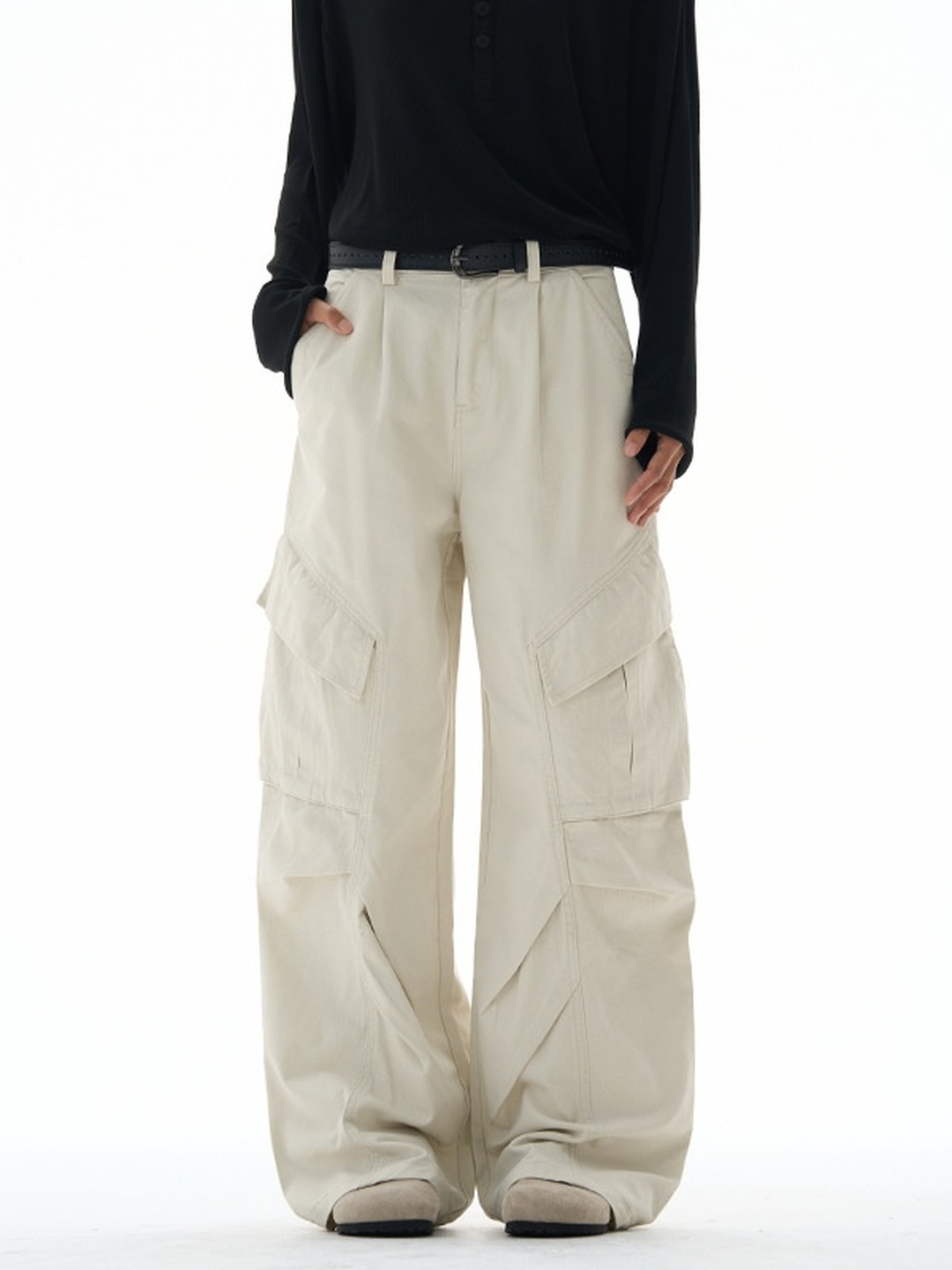 Men Panelled Cargo Baggy Pants