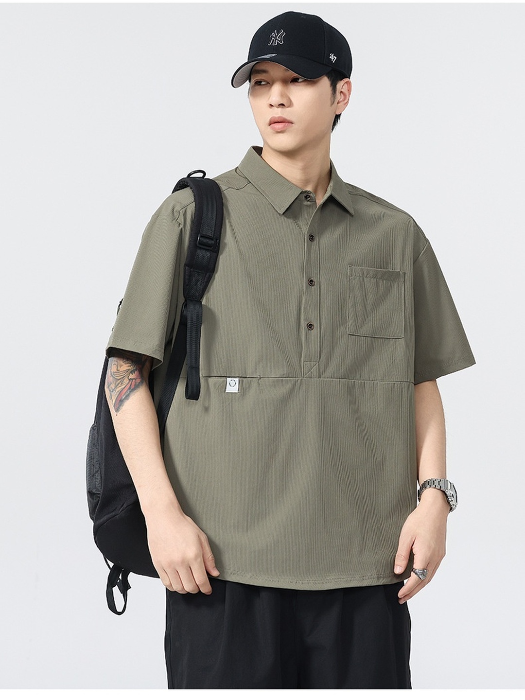 Men Panelled Oversized Polo Shirt