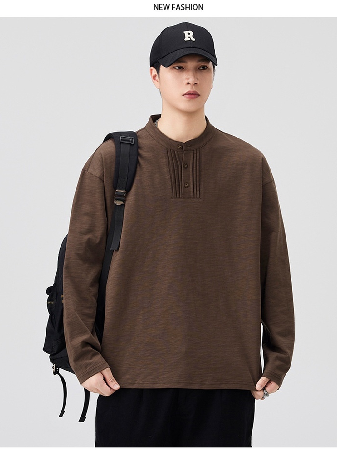 Men Henley Neck Relaxed Fit T-Shirt