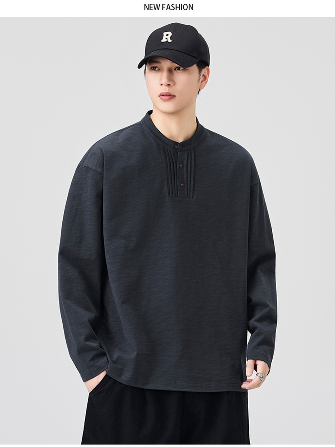 Men Henley Neck Relaxed Fit T-Shirt
