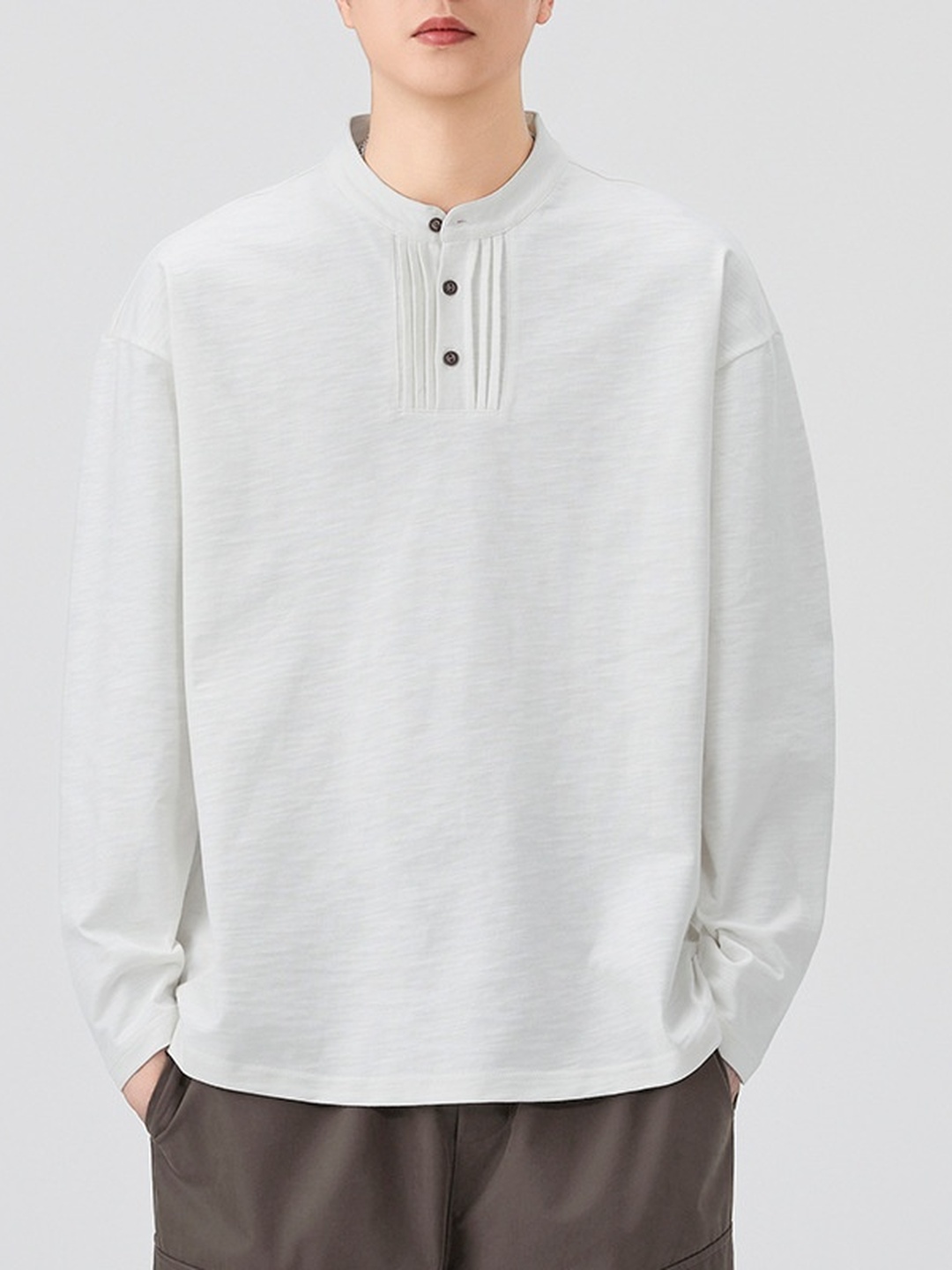 Men Henley Neck Relaxed Fit T-Shirt