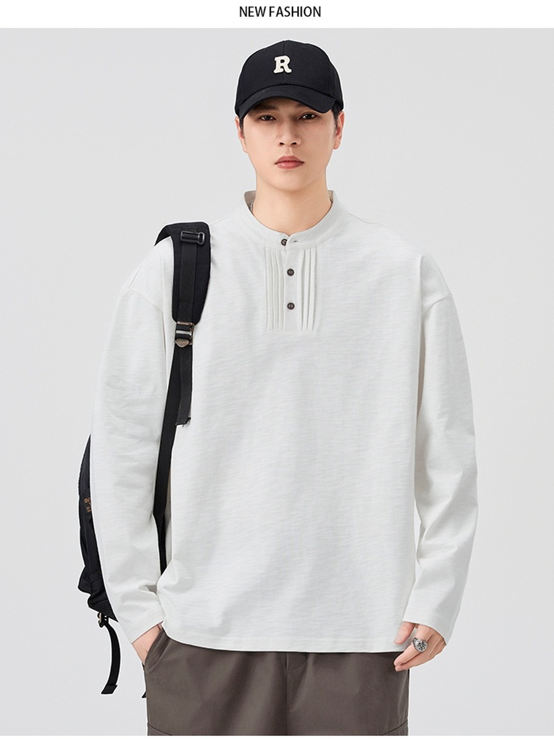 Men Henley Neck Relaxed Fit T-Shirt