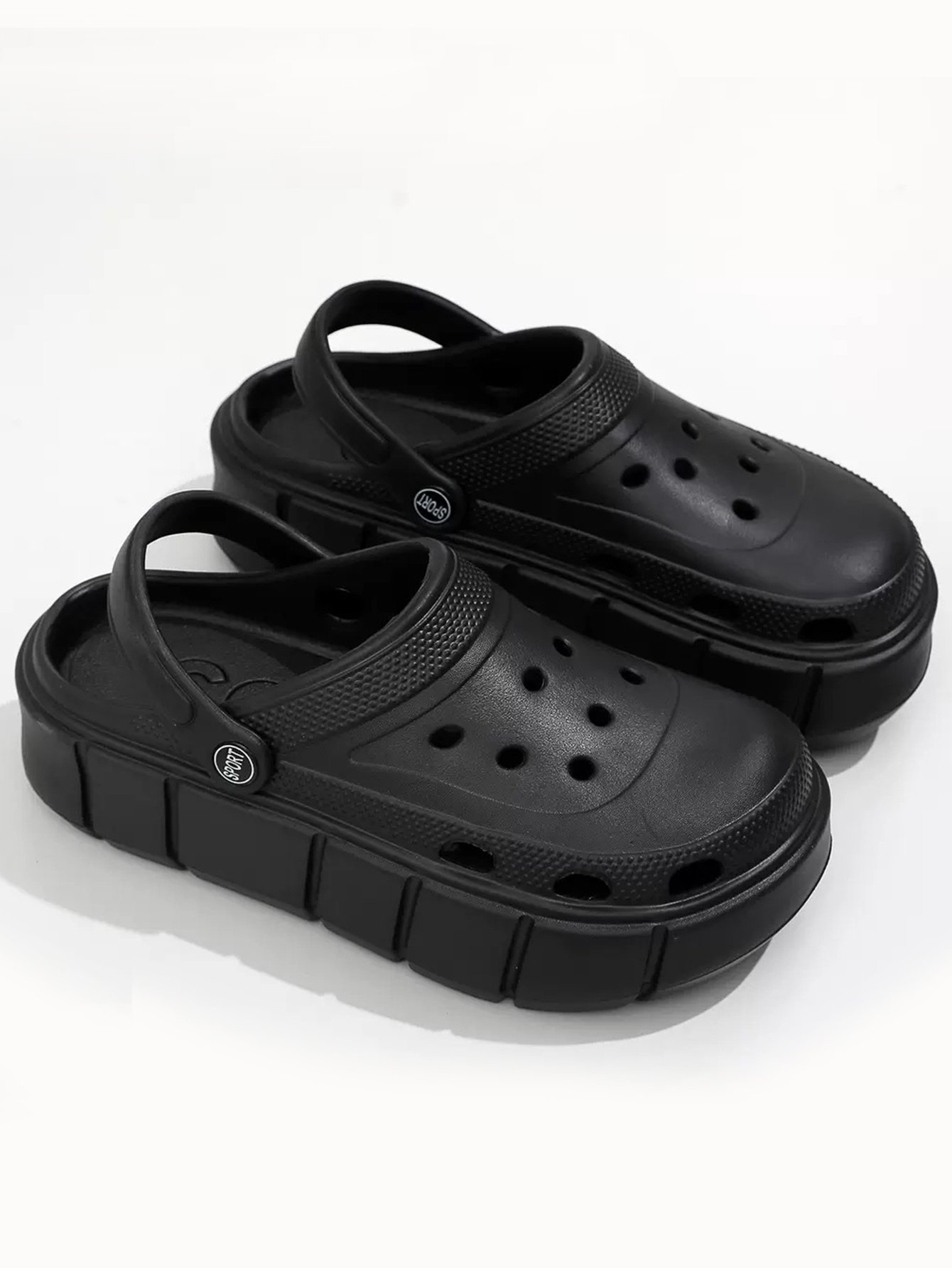 Black Platform Comfort Clogs