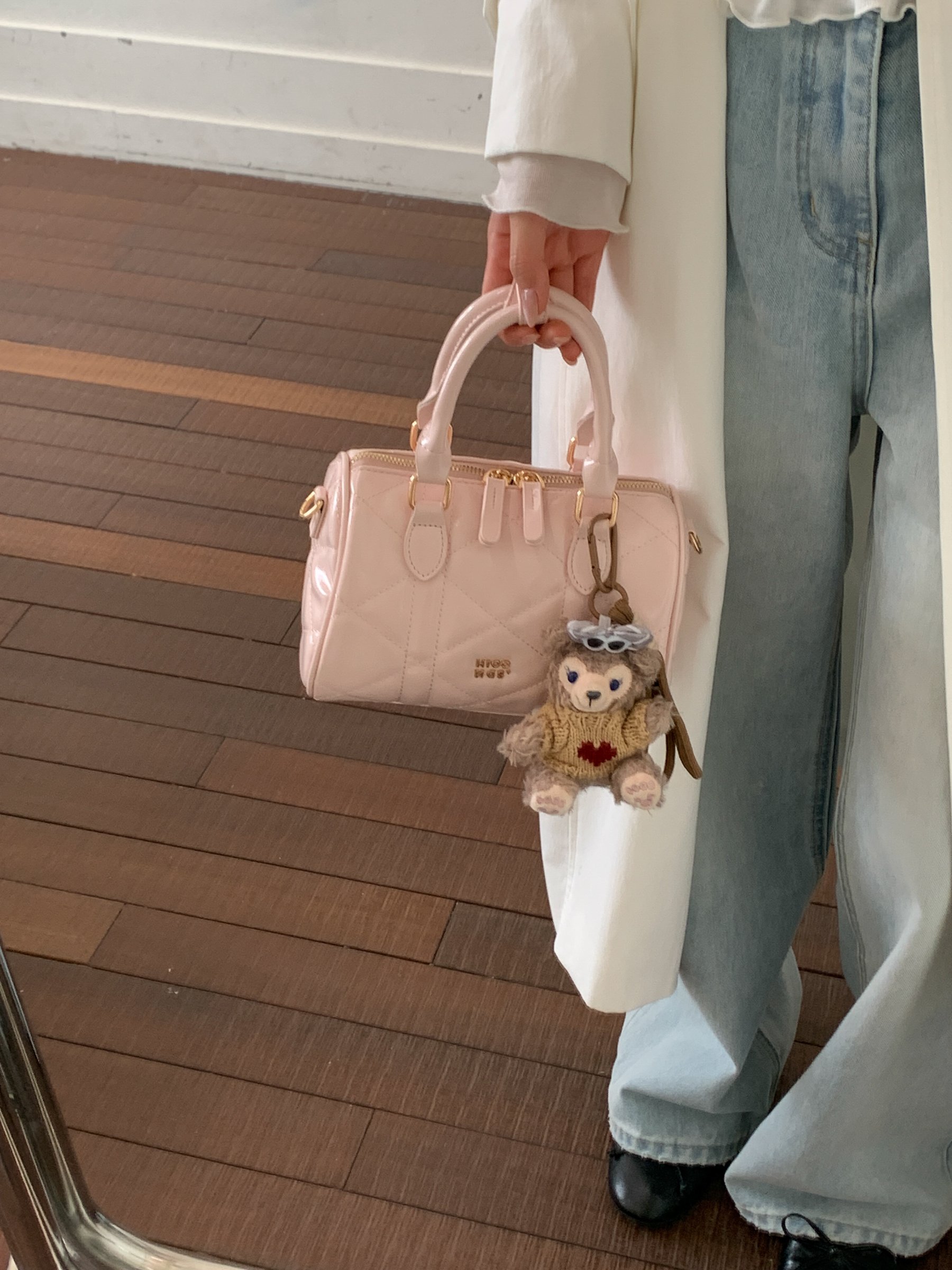 Pink Quilted Handbag with Charm