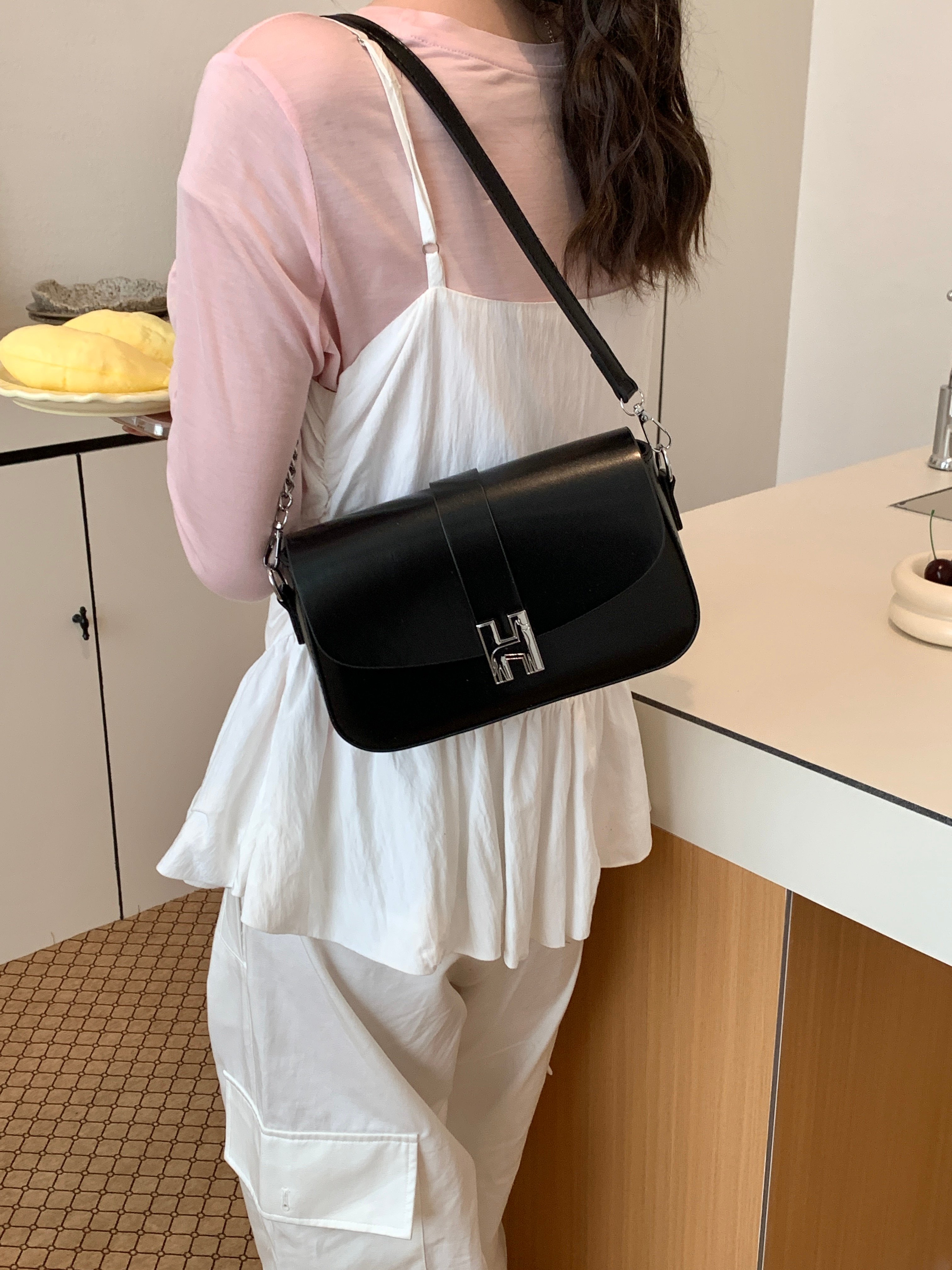 Black Leather Shoulder Bag
