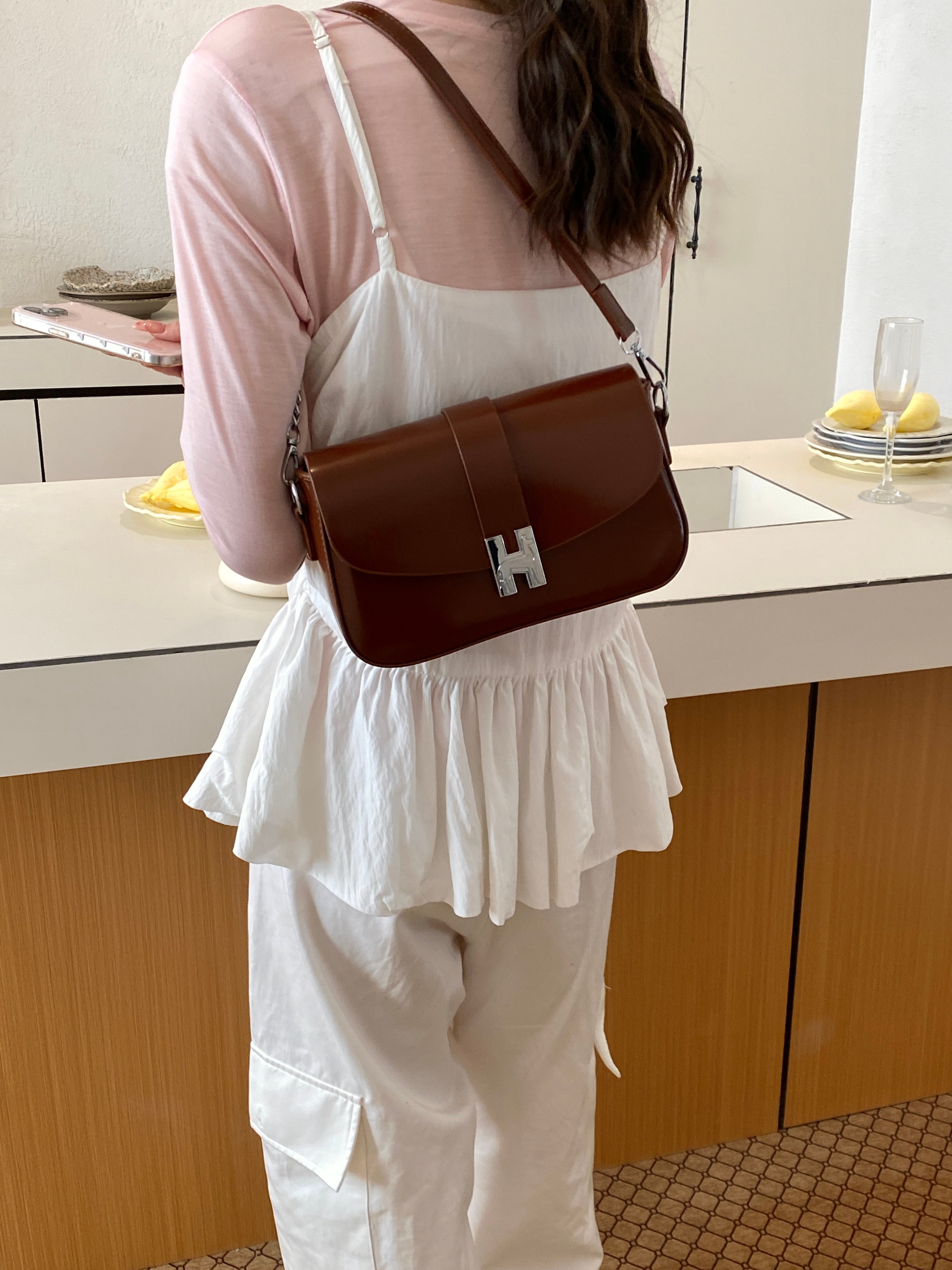 Brown Flap Shoulder Bag