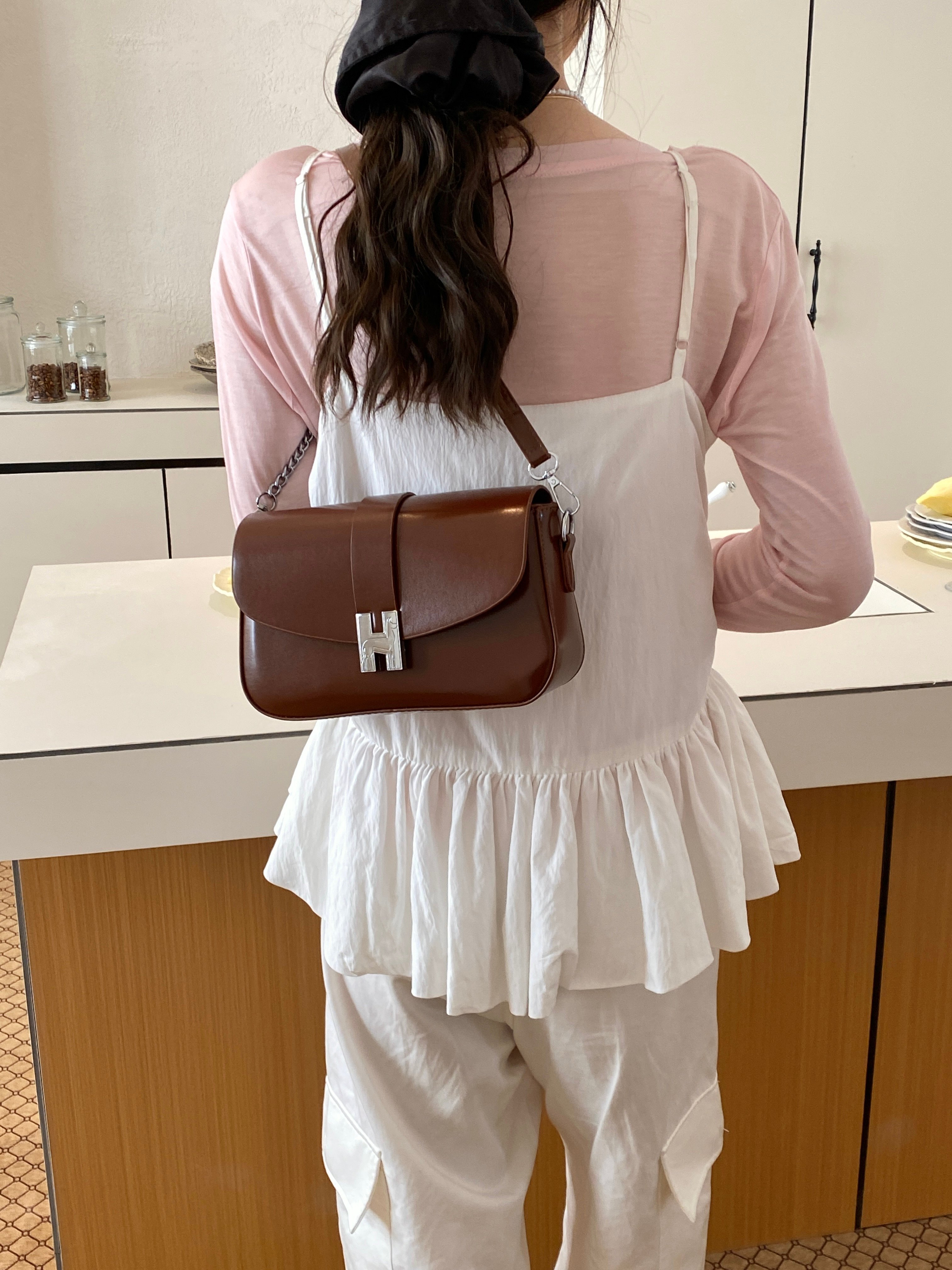 Brown Flap Shoulder Bag
