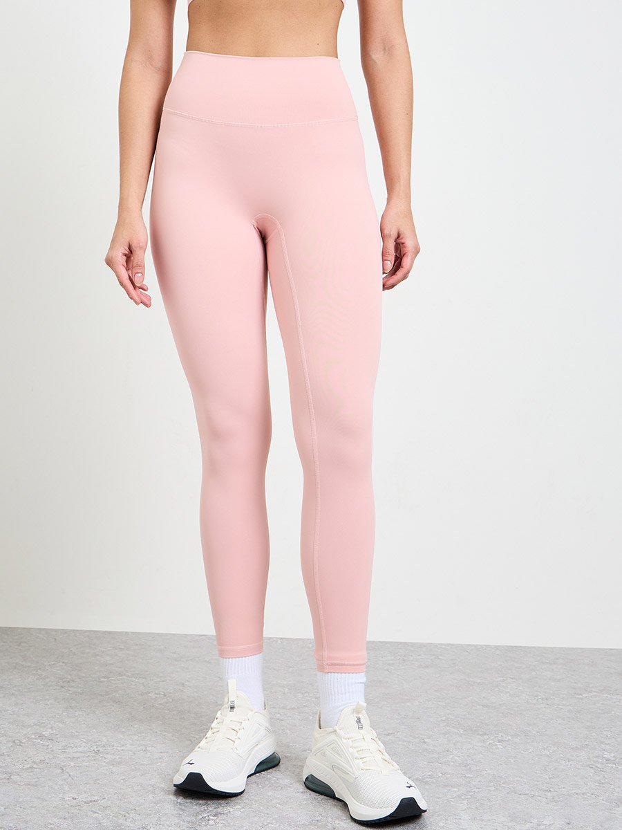 Pink Solid Yoga Top and Leggings Set