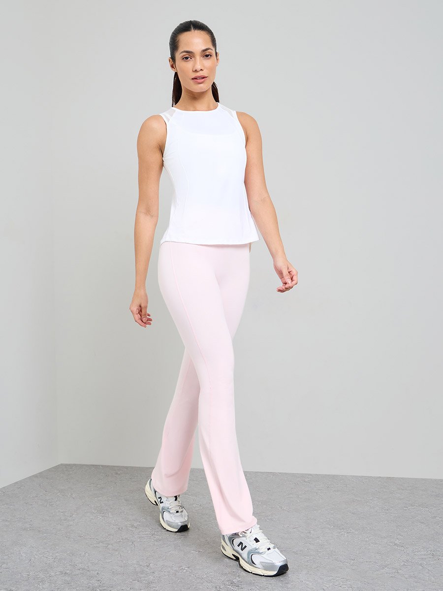 White Back Mesh Panel Active Tank Top