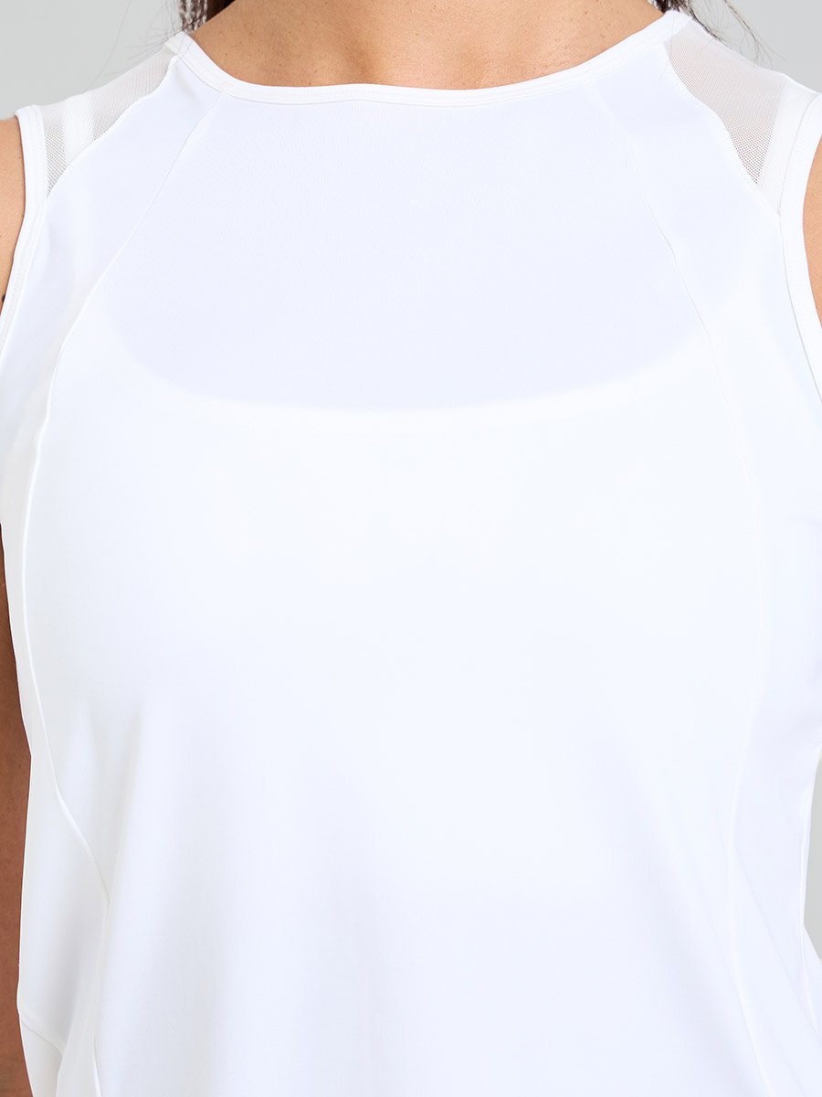 White Back Mesh Panel Active Tank Top