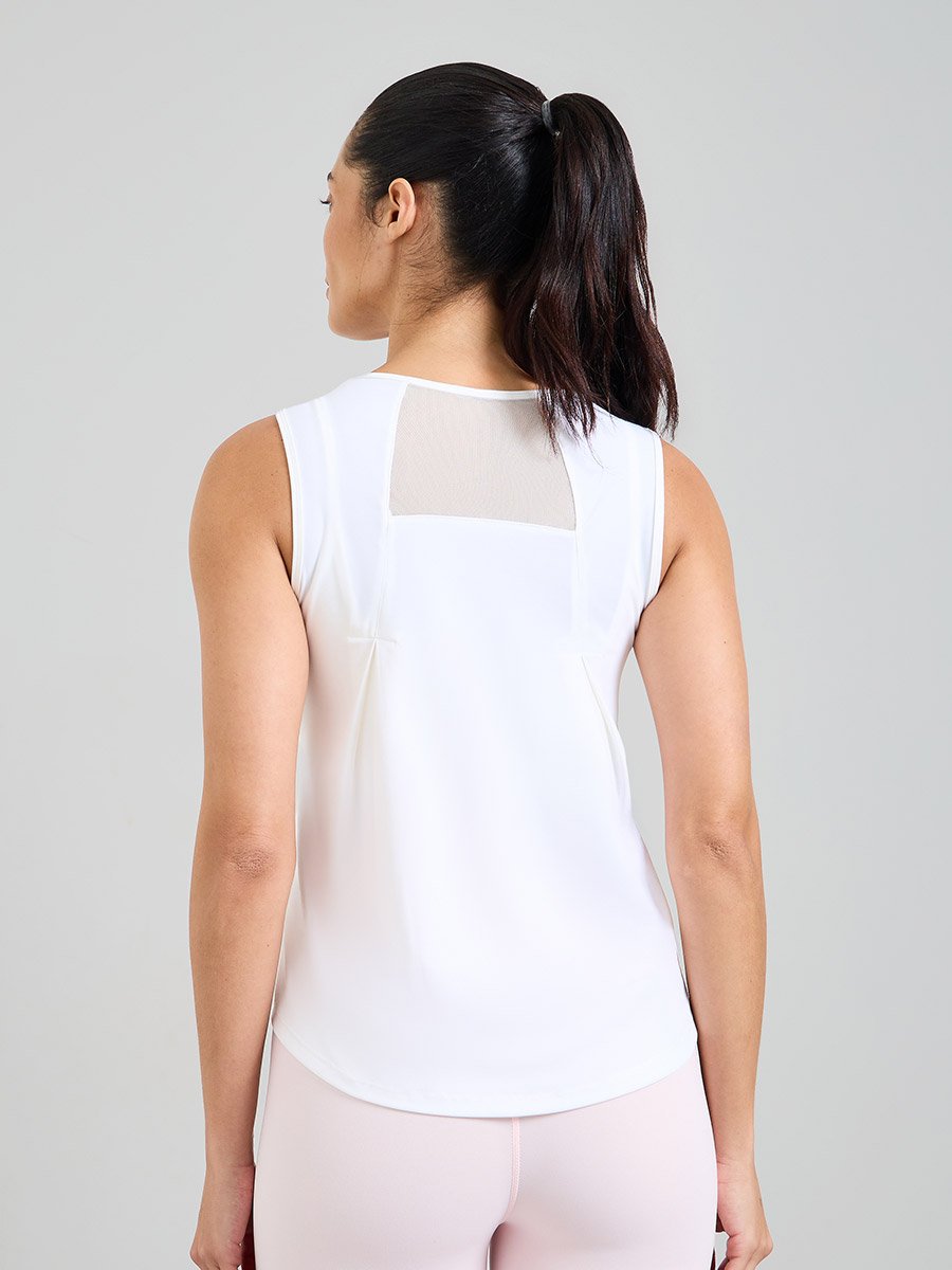 White Back Mesh Panel Active Tank Top