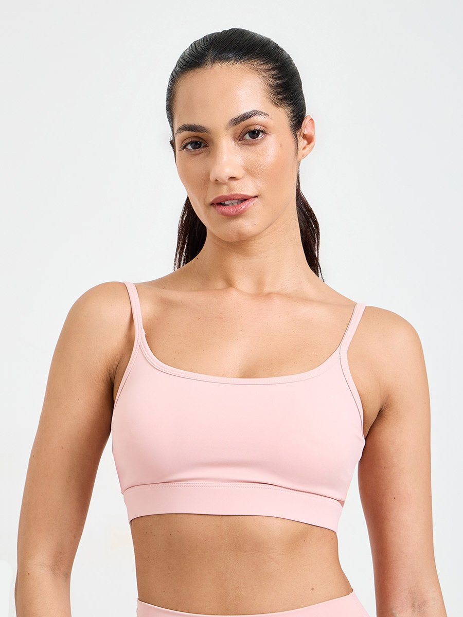 Pink Solid High Elastic Breathable Sports Bra