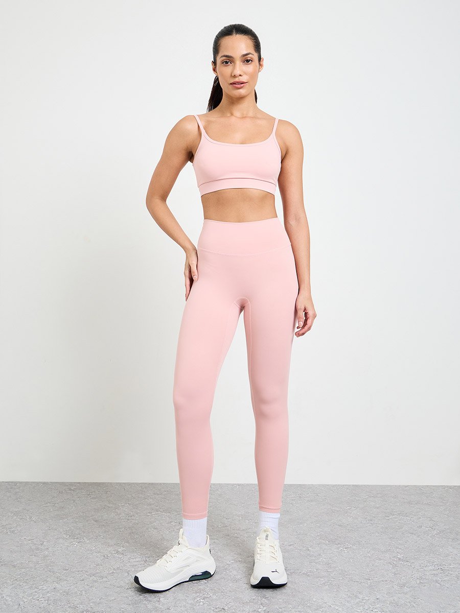 Pink Solid High Elastic Breathable Sports Bra