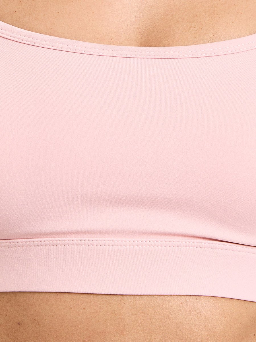 Pink Solid High Elastic Breathable Sports Bra