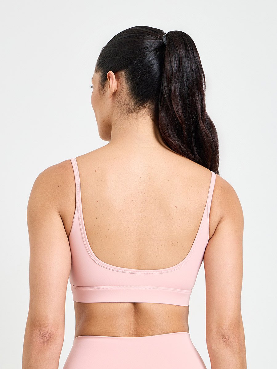 Pink Solid High Elastic Breathable Sports Bra