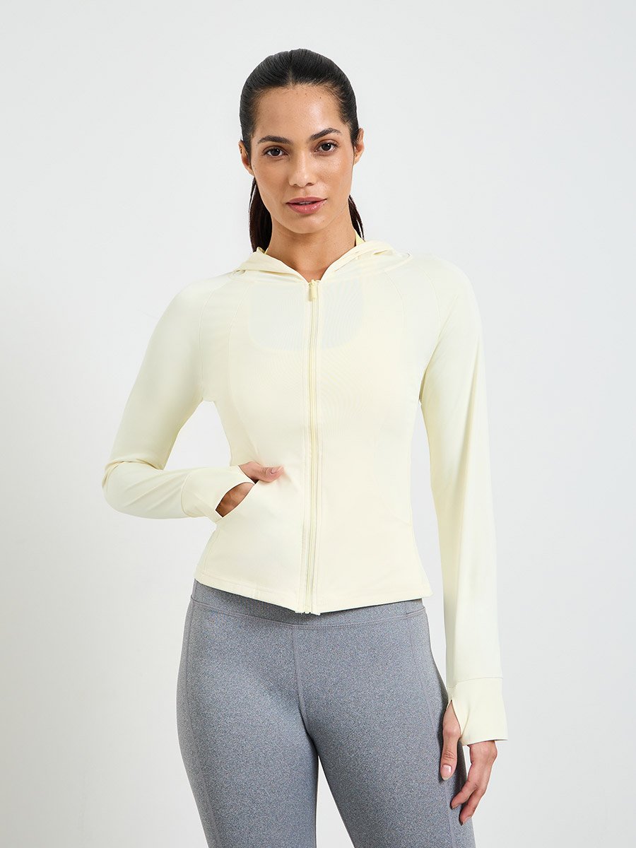 Yellow Slim Fit Hooded Sports Jacket