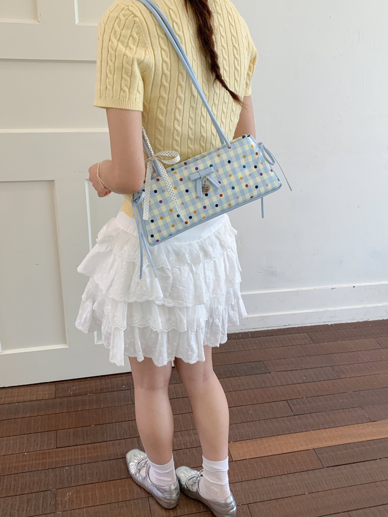 Blue Checkered Shoulder Bag