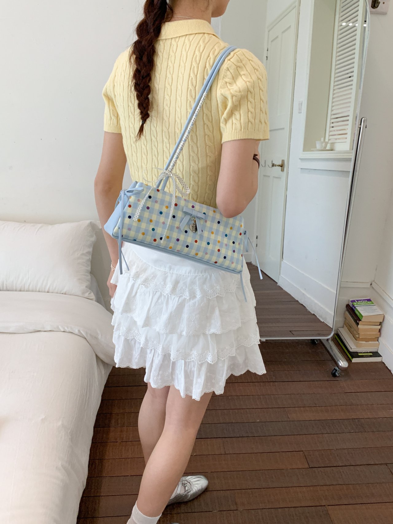 Blue Checkered Shoulder Bag