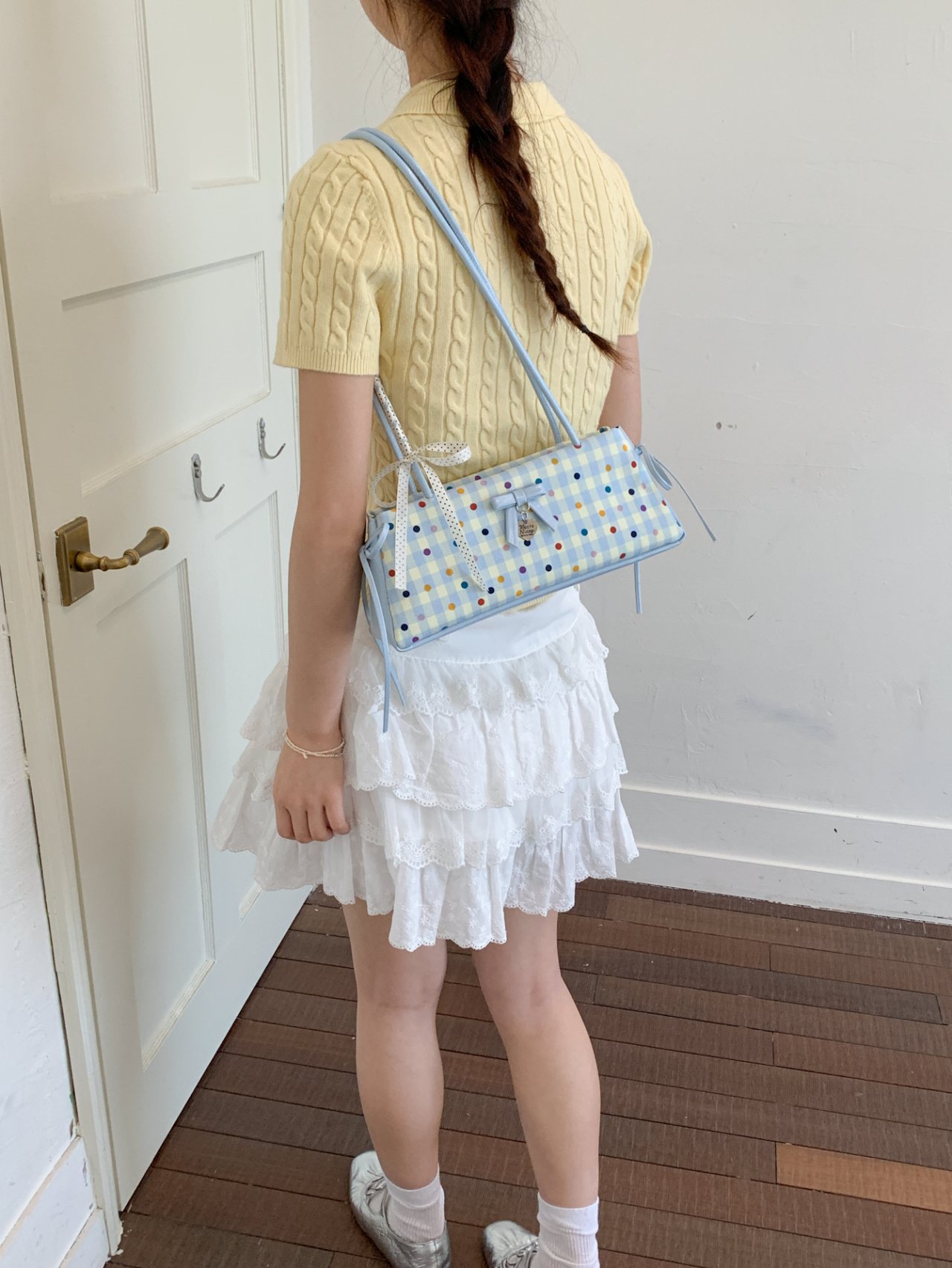 Blue Checkered Shoulder Bag