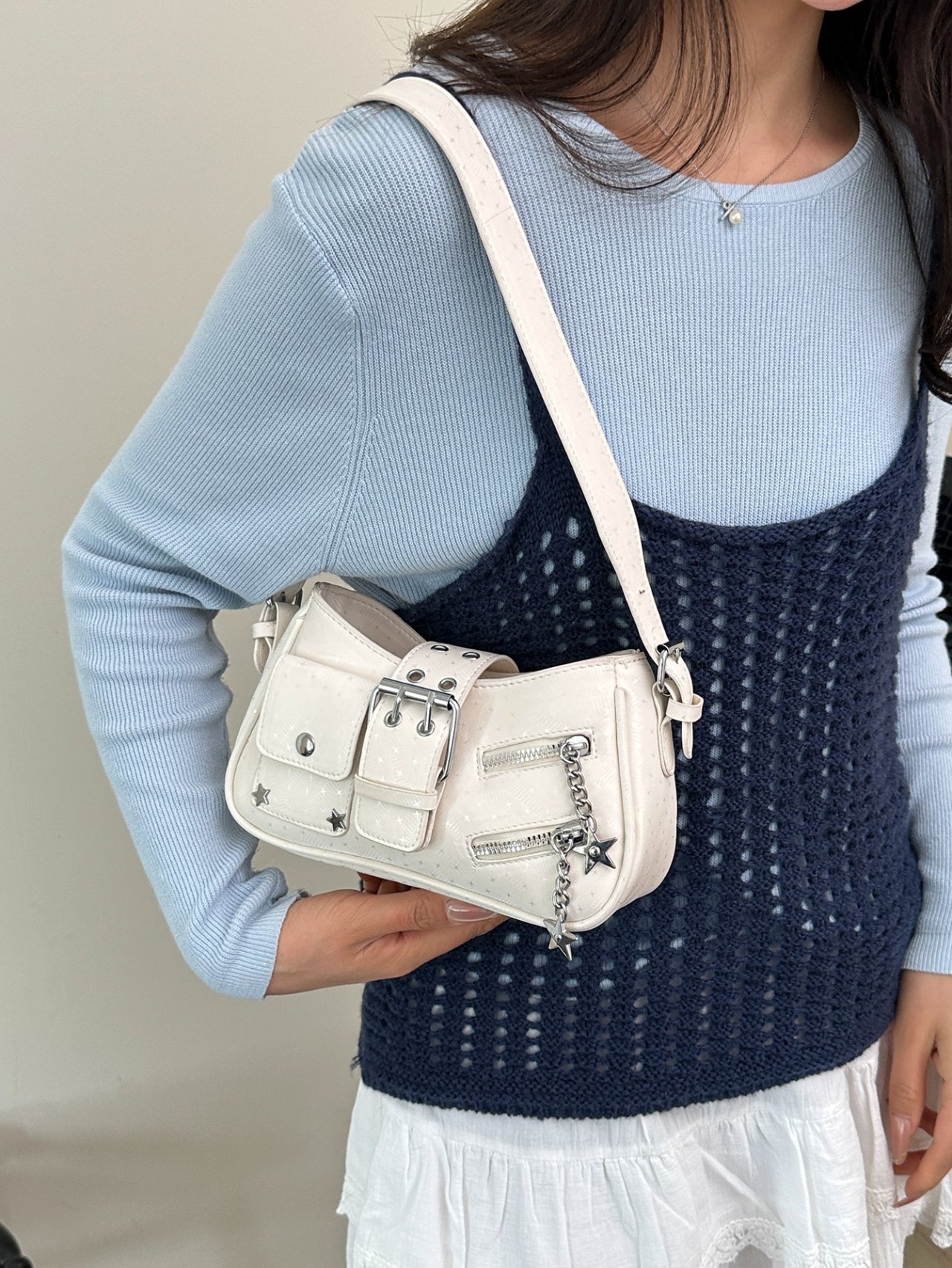 White Star Detail Shoulder Bag