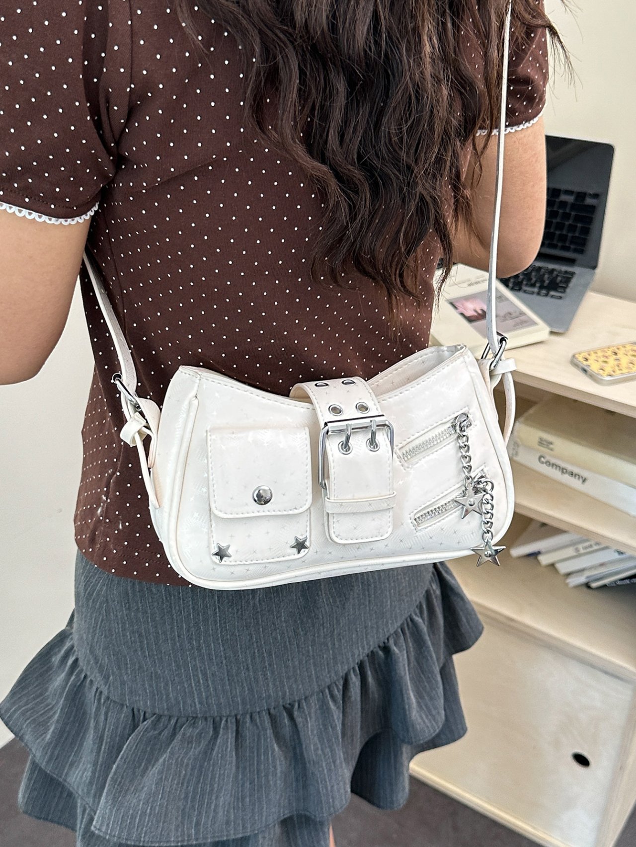 White Star Detail Shoulder Bag
