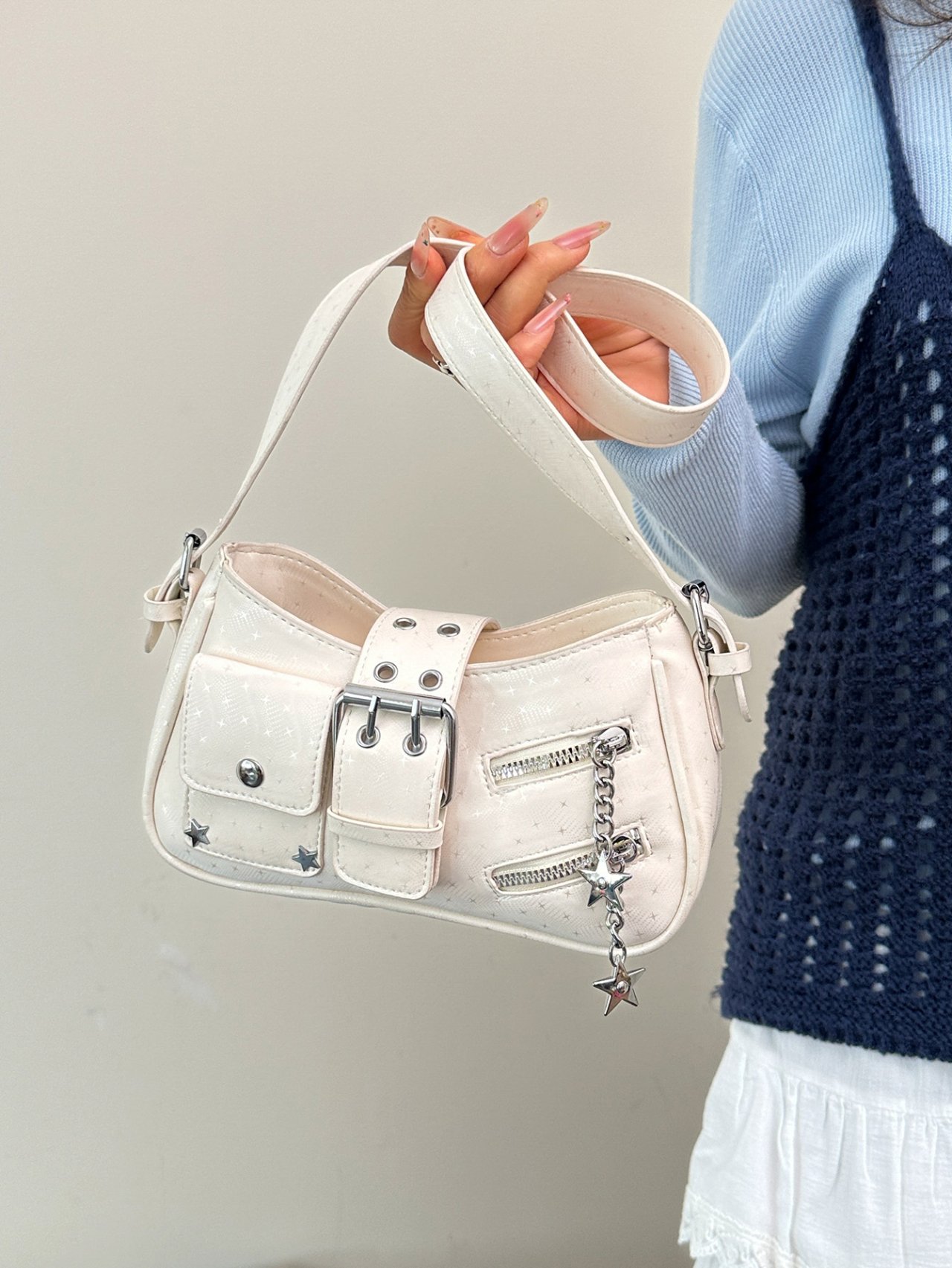 White Star Detail Shoulder Bag