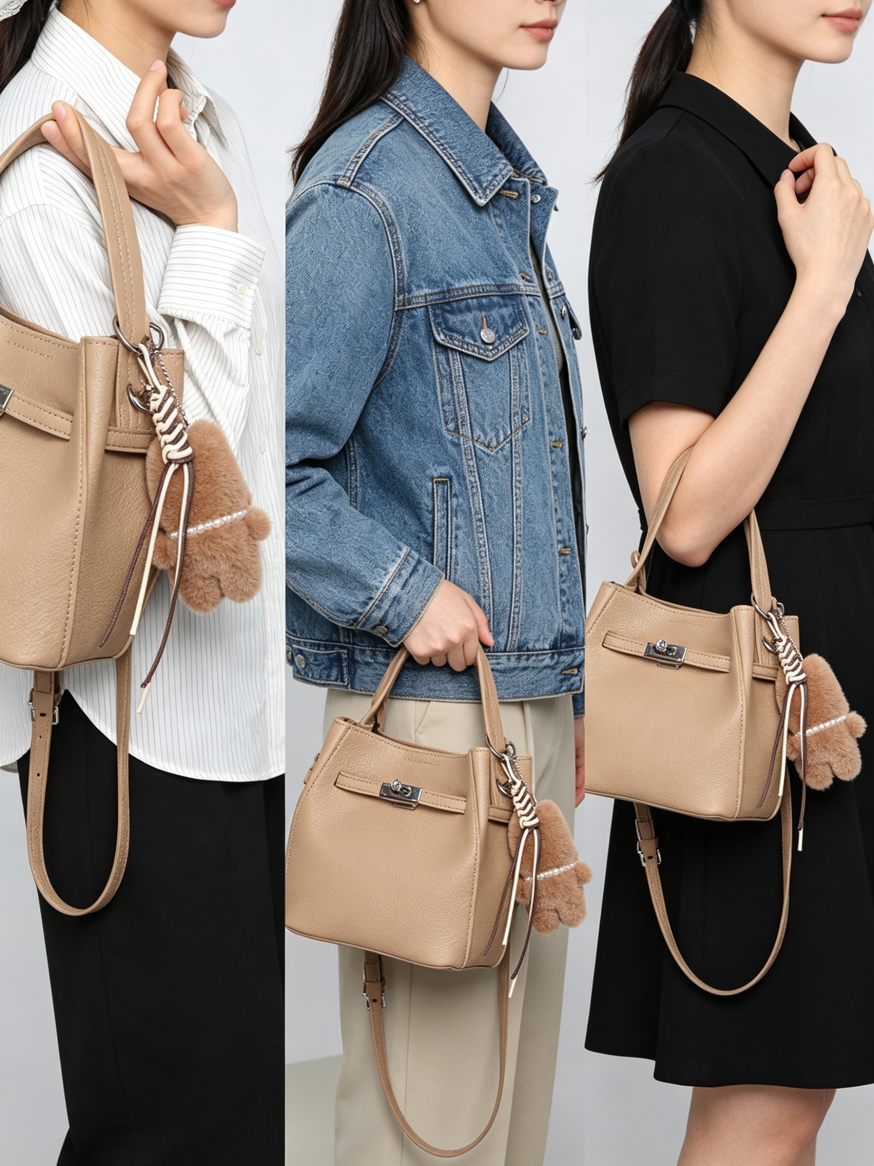 Khaki Plain Shoulder Bag