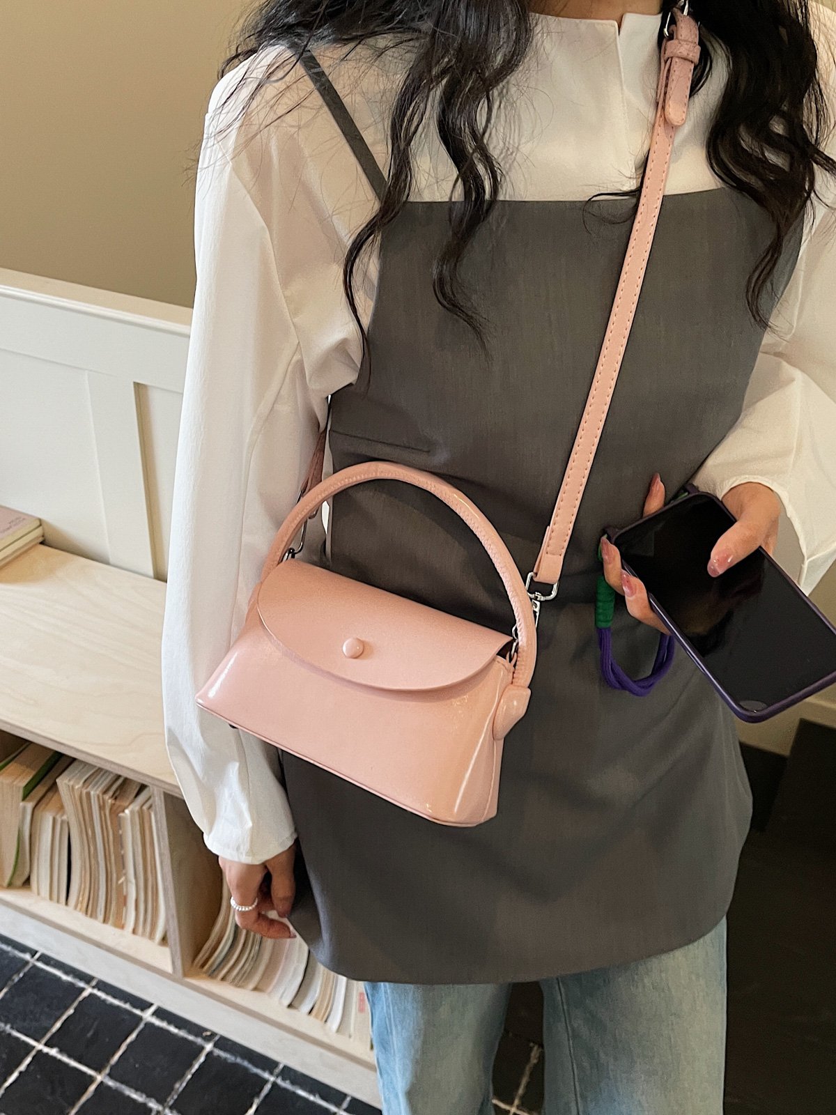 Blush Pink Shoulder Bag with Adjustable Strap