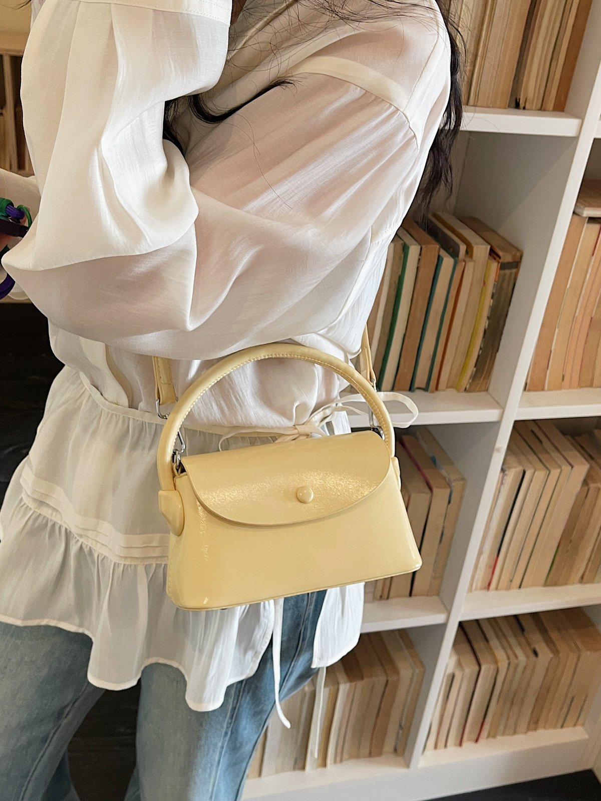 Yellow Shoulder Bag with Adjustable Strap