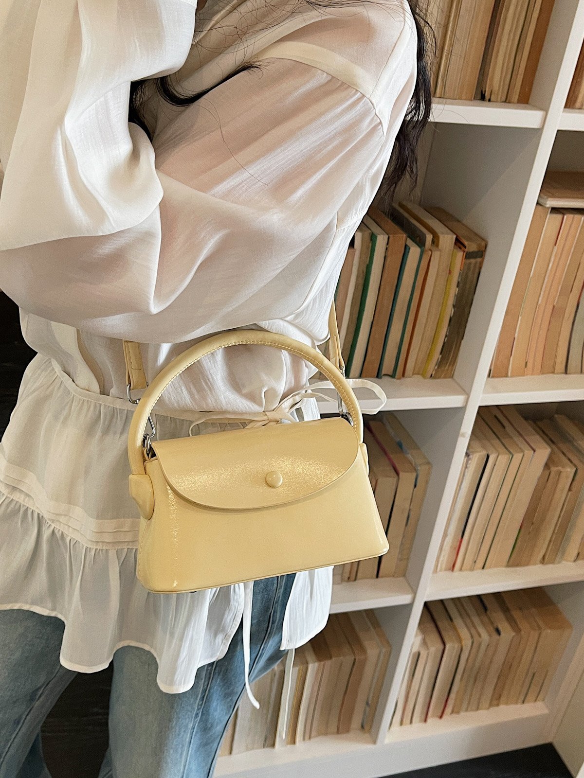 Yellow Shoulder Bag with Adjustable Strap