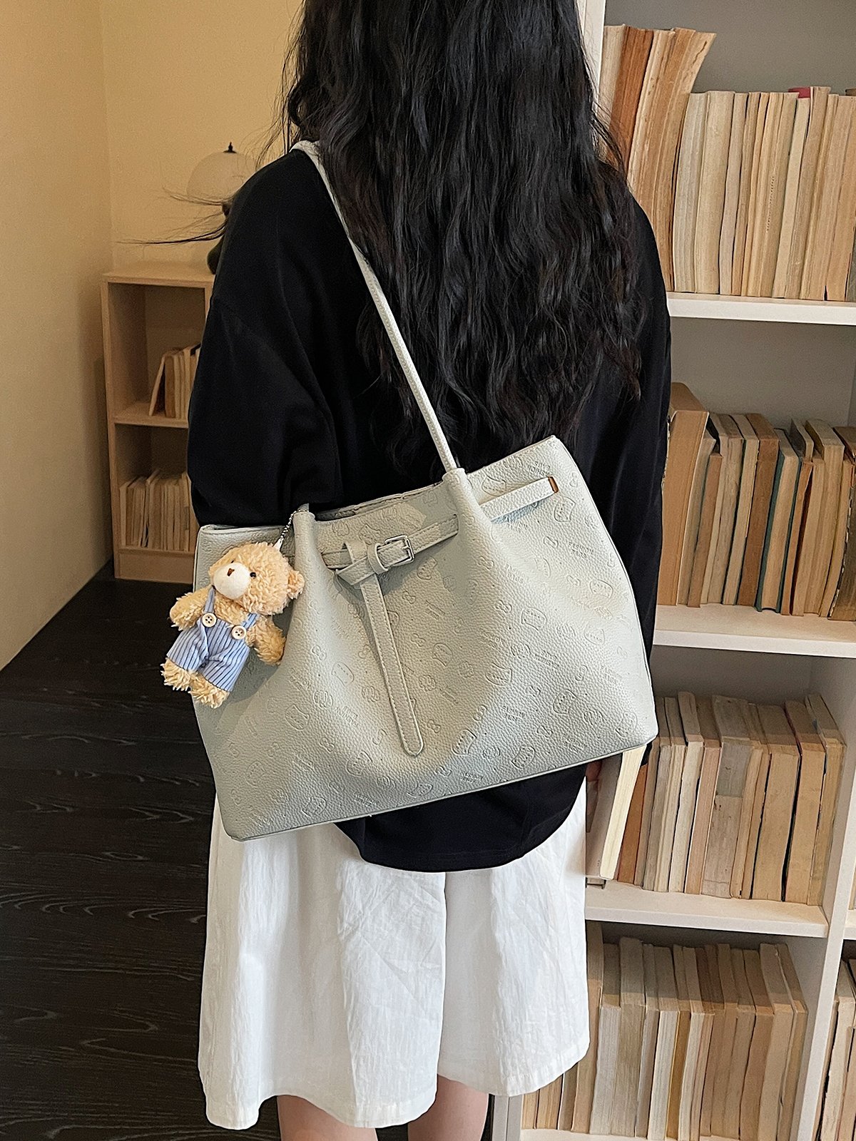Blue Shoulder Bag with Teddy Charm