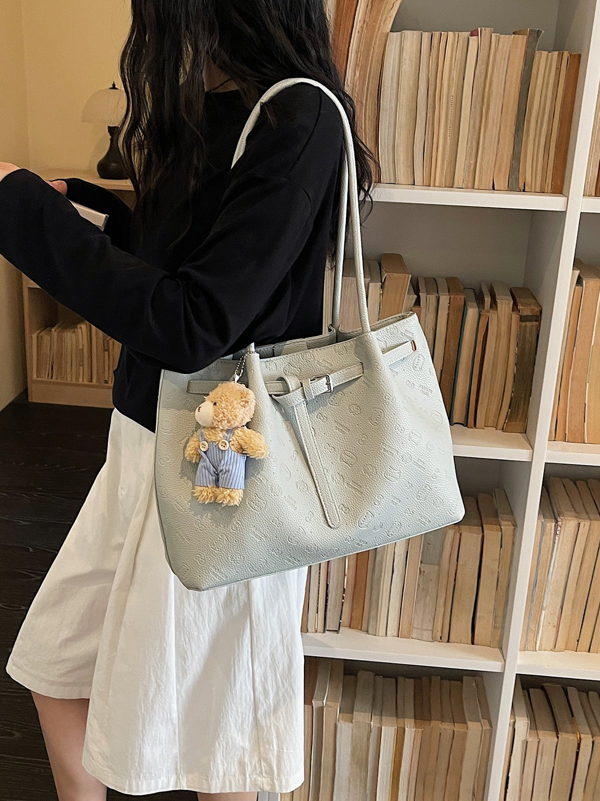 Blue Shoulder Bag with Teddy Charm