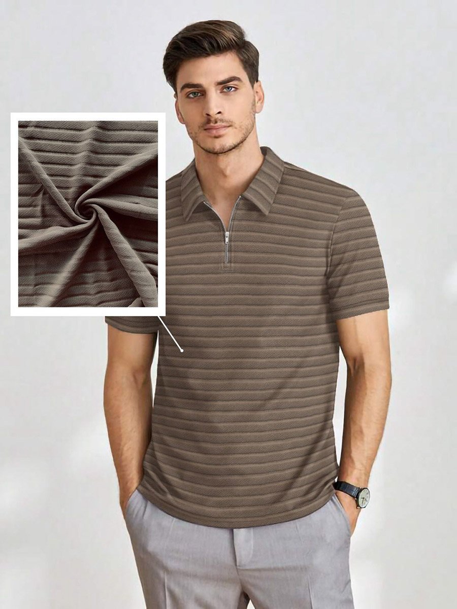 Green Striped Short Sleeve Polo