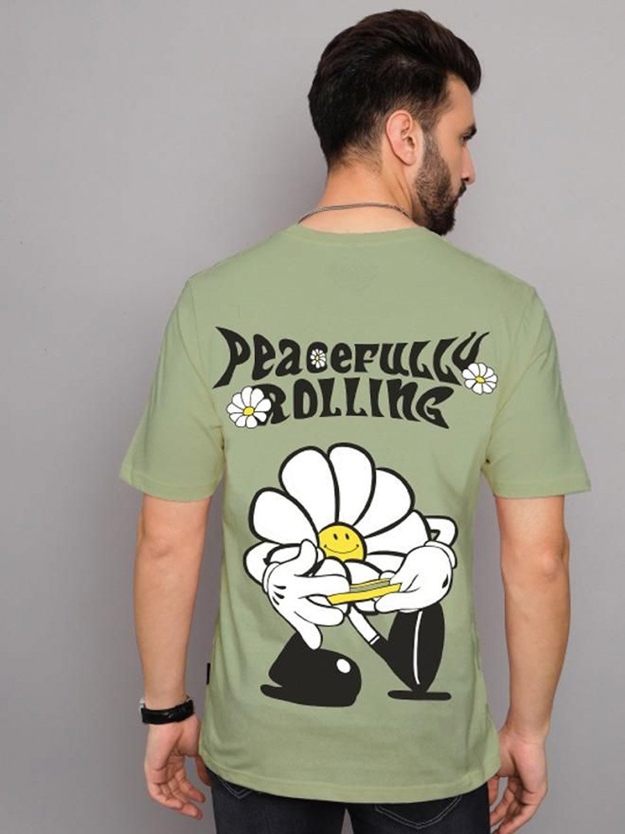 Green Graphic Print Crew Neck T-Shirt