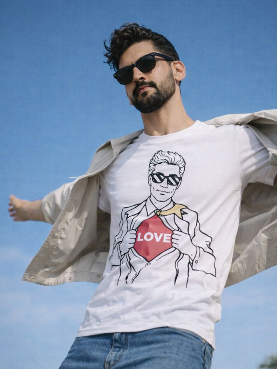 White Graphic Printed Cotton T-Shirt