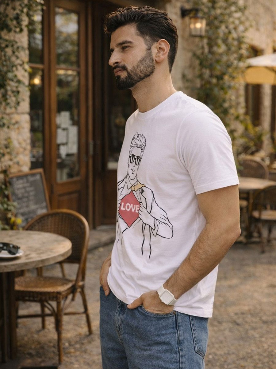 White Graphic Printed Cotton T-Shirt