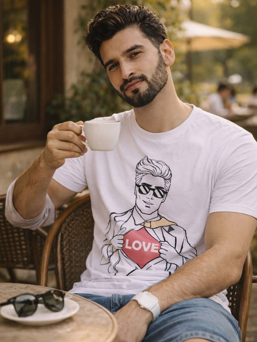 White Graphic Printed Cotton T-Shirt
