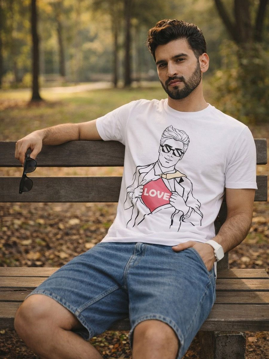 White Graphic Printed Cotton T-Shirt