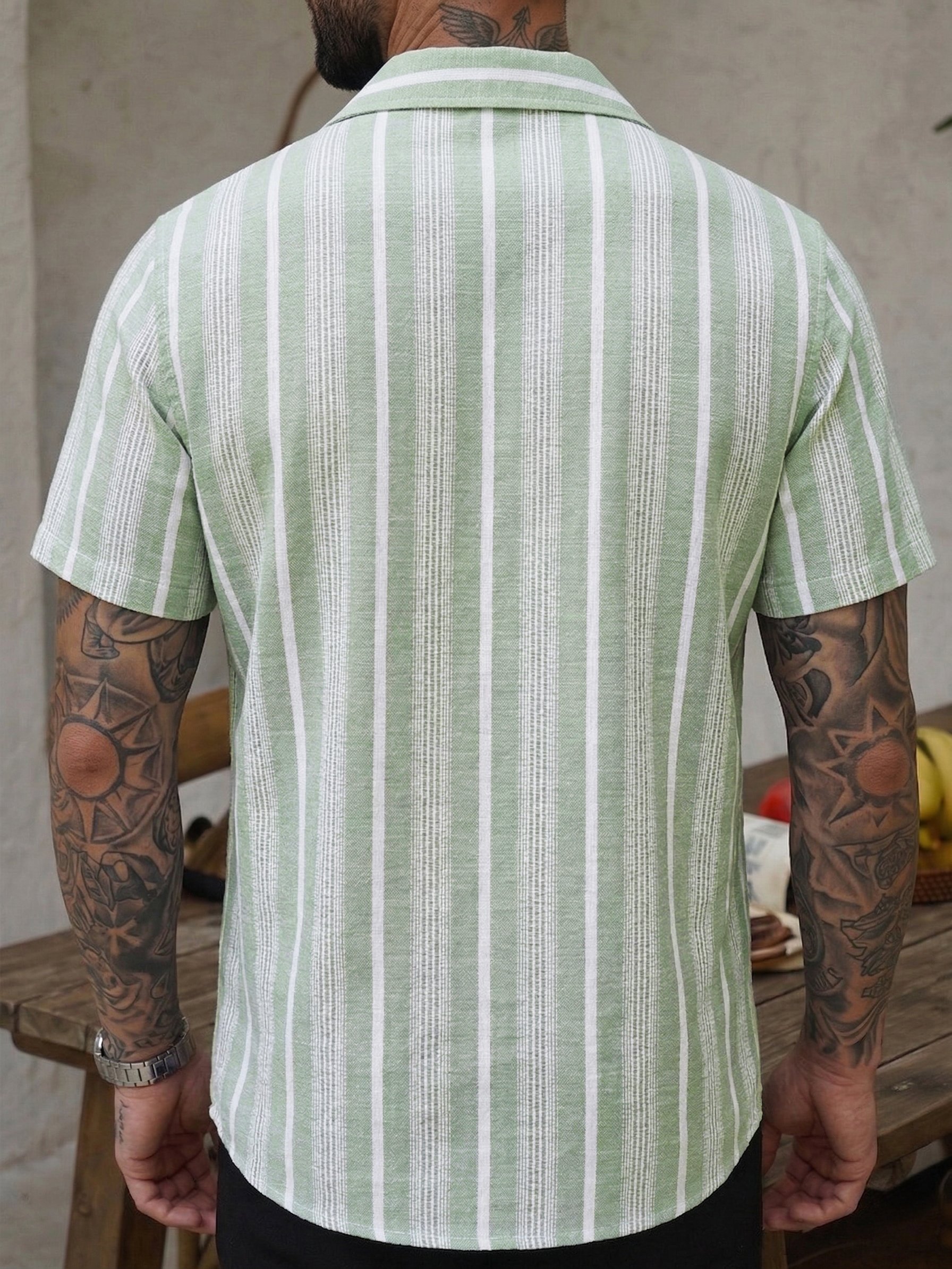 Men Casual Striped Short Sleeve Shirt