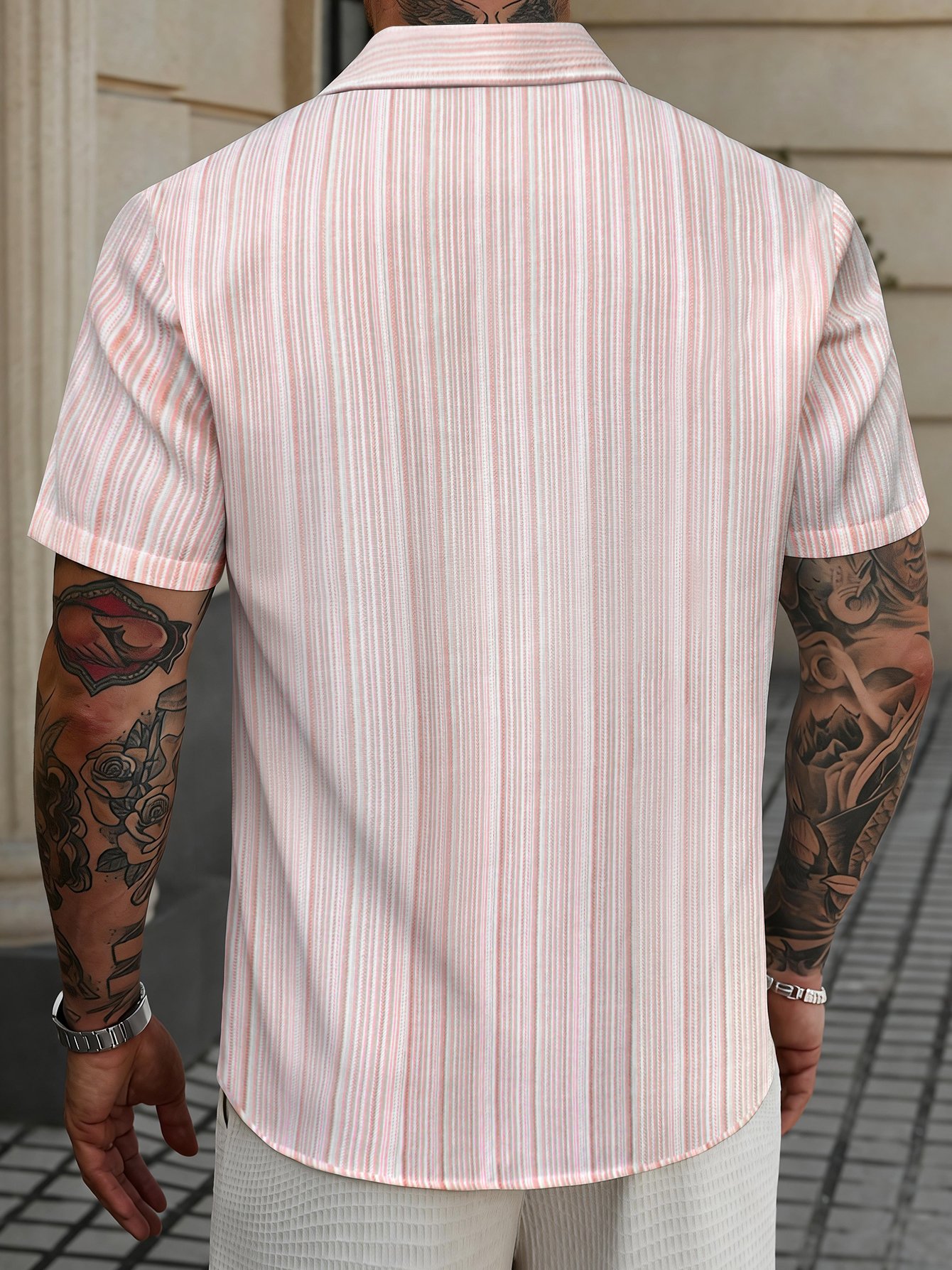 Men Casual Striped Short Sleeve Shirt